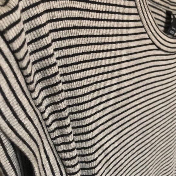 Black & Gray Striped Body Con Mini T-Shirt Dress - Picture 2 of 4